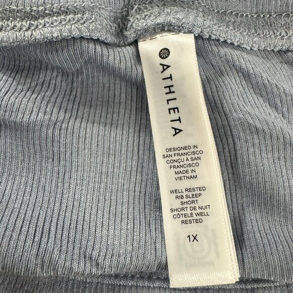 Athleta Well Rested Rib Sleep Short 1X Blue Gray Modal Spandex NWT SS-2083 - Picture 8 of 13